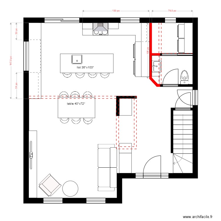 Lefrancois Menuiserie. Plan de 2 pièces et 64 m2