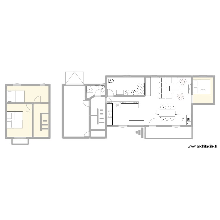 Cabrières2. Plan de 2 pièces et 71 m2
