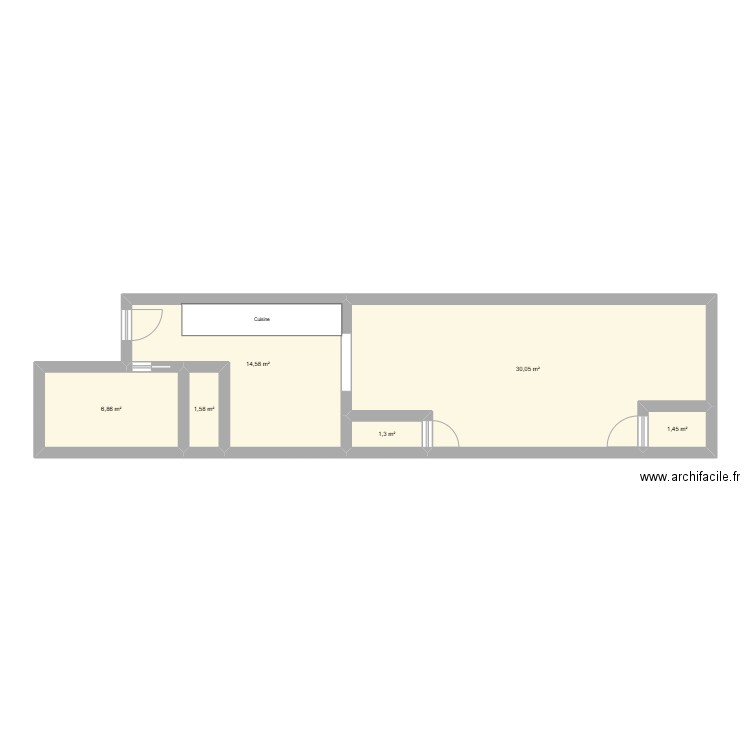 Maison modif. Plan de 6 pièces et 56 m2