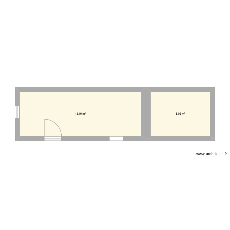 Dépendance aa. Plan de 2 pièces et 27 m2