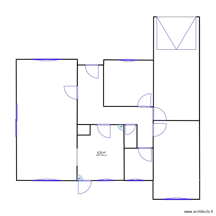 eric 3. Plan de 1 pièce et 9 m2