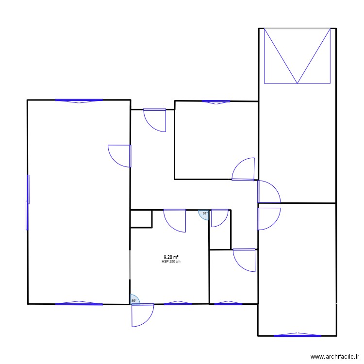 eric 3. Plan de 1 pièce et 9 m2