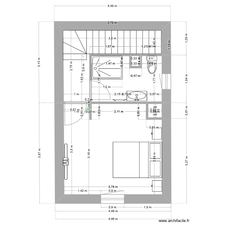 R+1 V3. Plan de 5 pièces et 23 m²