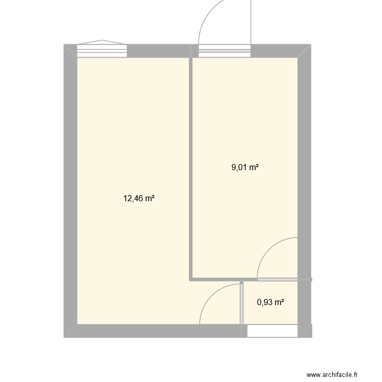chambre maman 2. Plan de 3 pièces et 22 m2