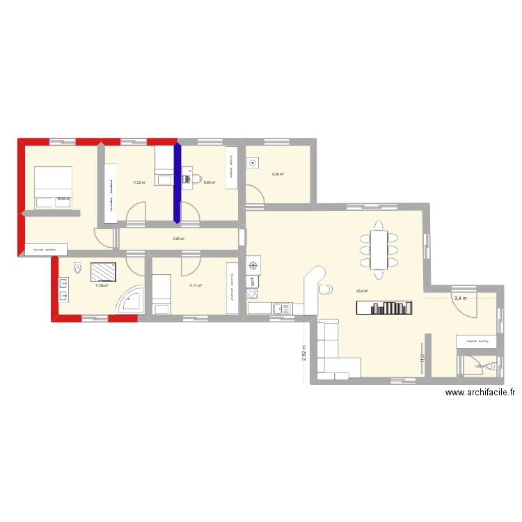 ferrals2. Plan de 9 pièces et 140 m2