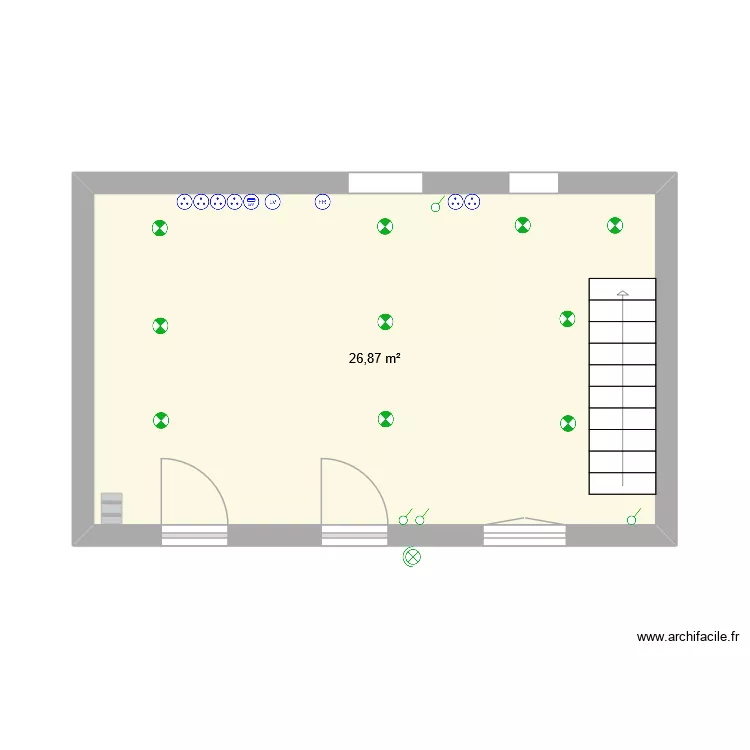 plan &eacute;lec pi&egrave;ce 1. Plan de 1 pièce et 27 m²