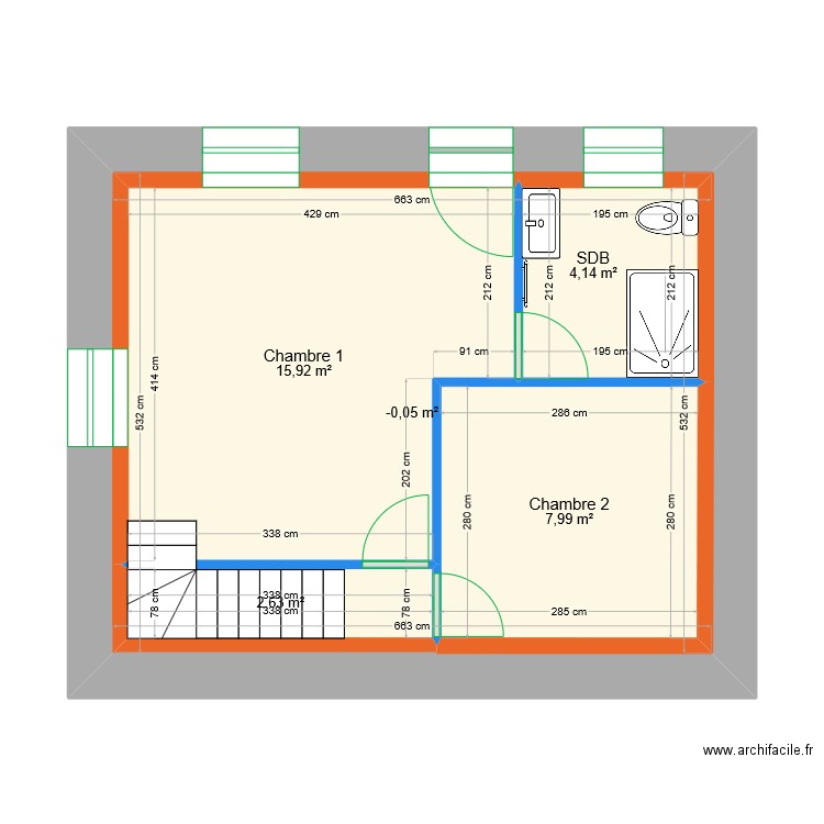Viornery - Projet sous-sol. Plan de 5 pièces et 66 m2