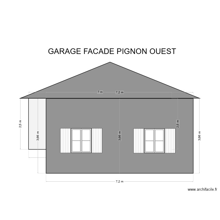 GARAGE FACADE PIGNON OUEST. Plan de 0 pièce et 0 m2