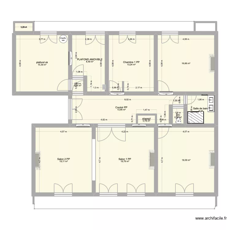 1 er etage modifié. Plan de 13 Pièces et 133 m² 1 er etage modifié. Plan de 13 Pièces et 133 m²