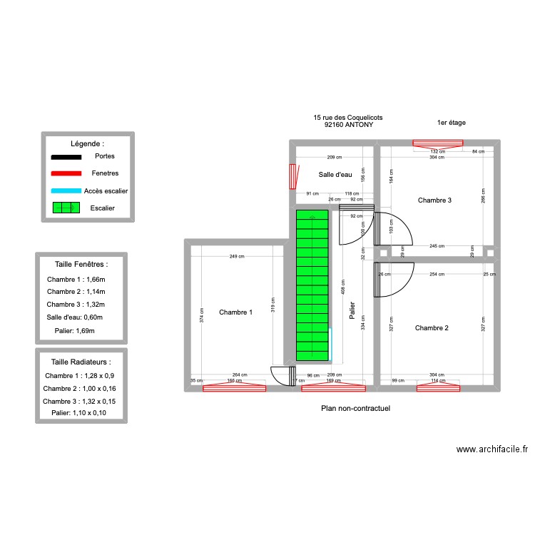 1 er étage PHILIPPE avec mesure . Plan de 11 pièces et 55 m2