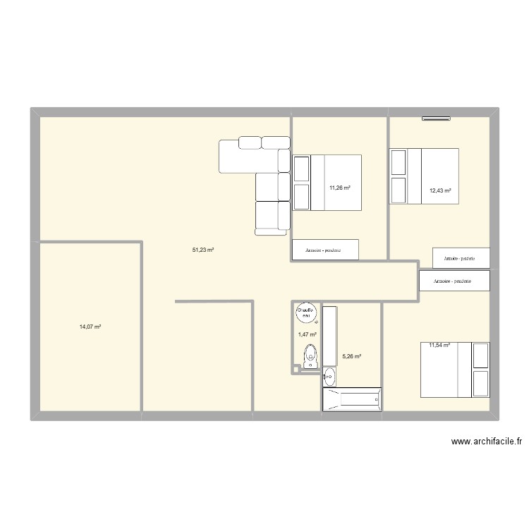 2231. Plan de 9 pièces et 107 m2