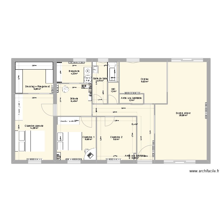 Maison 2. Plan de 13 pièces et 103 m2