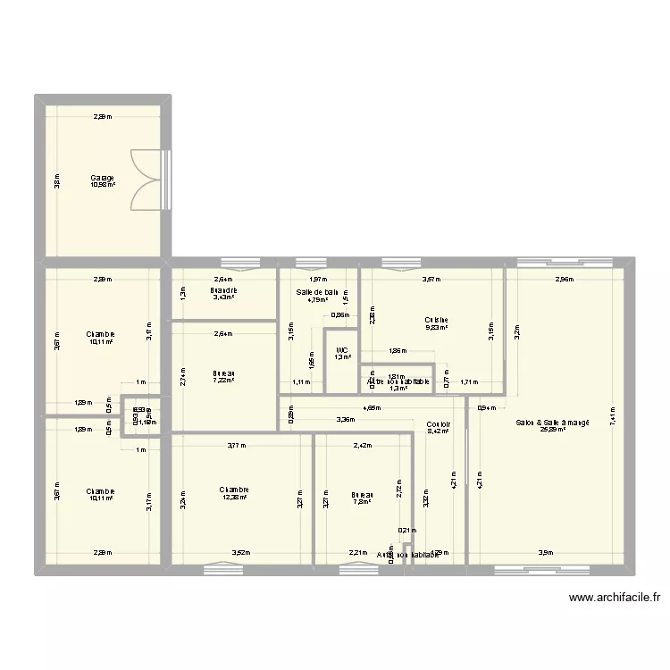 Maison. Plan de 14  et 114 m²