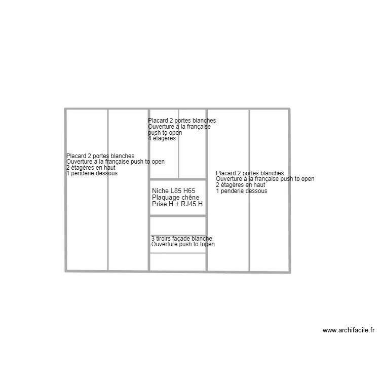 Placard chbre 1. Plan de 4  et 2 m²