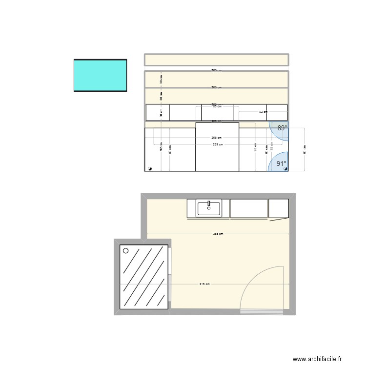 S de Bains 2 Lucé. Plan de 8 pièces et 11 m2