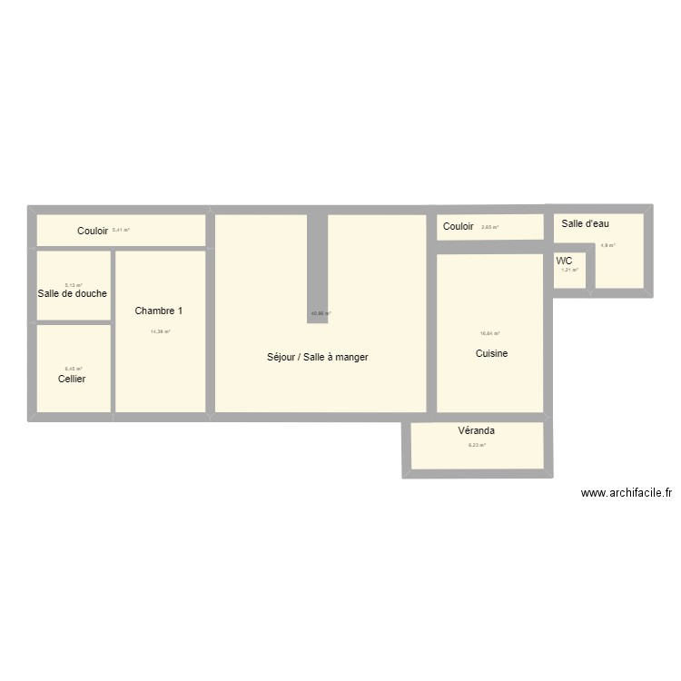 rdc. Plan de 10 pièces et 104 m2