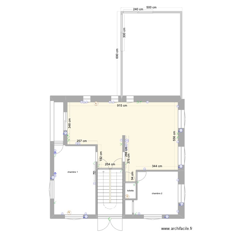 Plan maison extension. Plan de 7 pièces et 121 m2