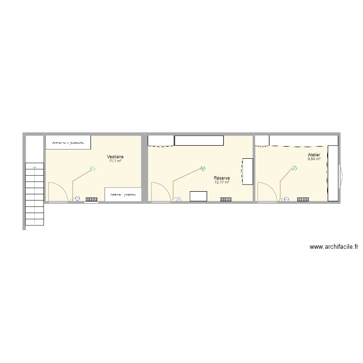 EXTENSION ATELIER. Plan de 3 pièces et 33 m2