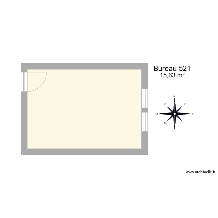 Bureau R 521. Plan de 1 pièce et 16 m2