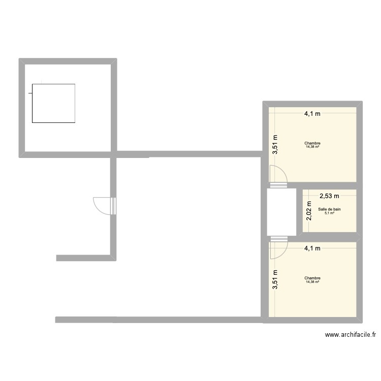 Plan1 ptite maison. Plan de 3 pièces et 34 m2