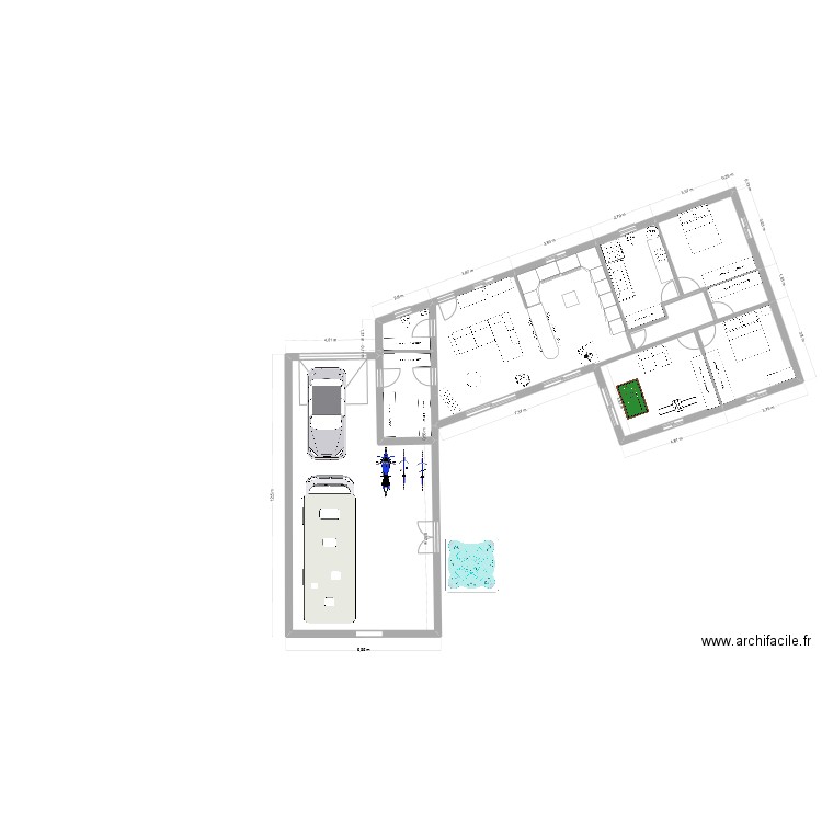 plan n°4 suivant limite de terrain 110 m2. Plan de 10 pièces et 176 m2