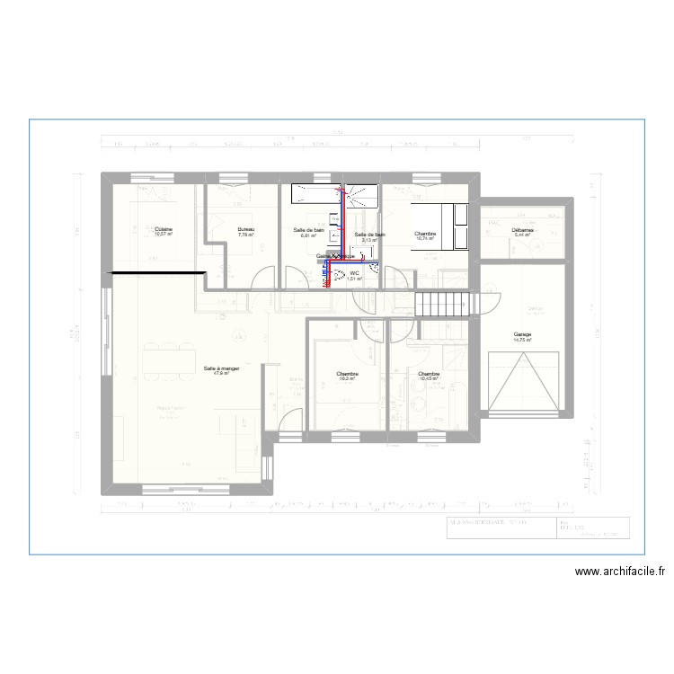 Selection travaux 2 avec réseaux. Plan de 12 pièces et 129 m2