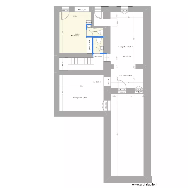 RdC cabannes 5. Plan de 2  et 21 m²