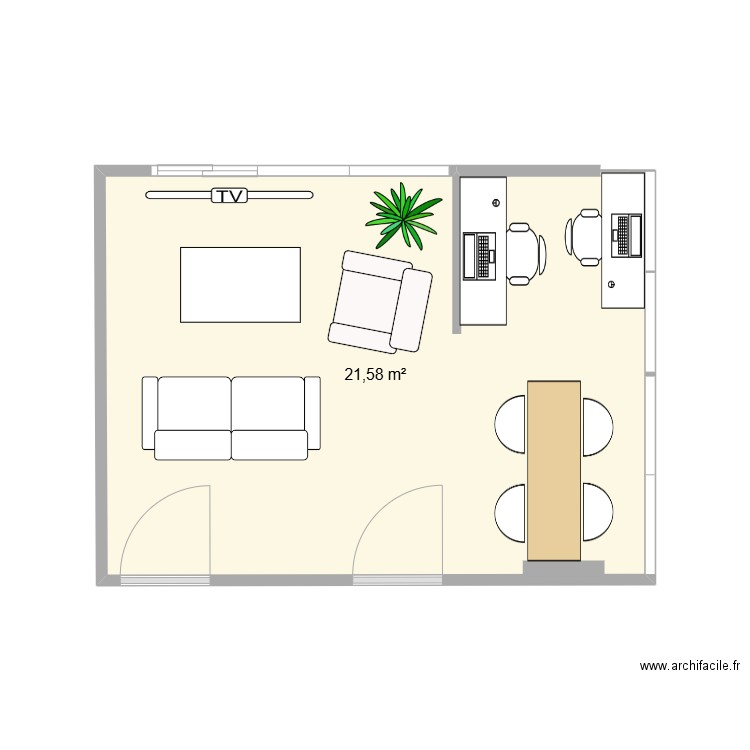 Living. Plan de 1 pièce et 22 m2