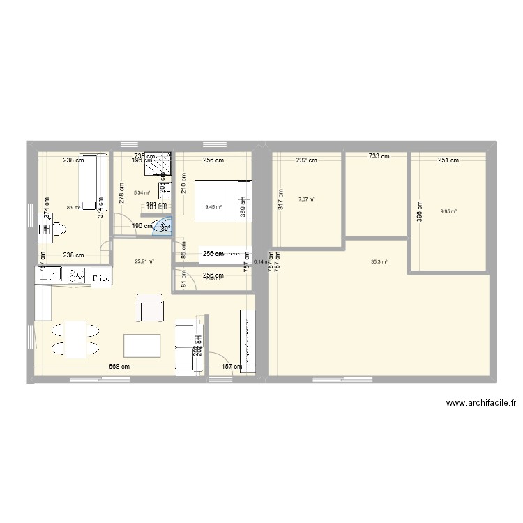 ROUGE G. Plan de 9 pièces et 154 m2