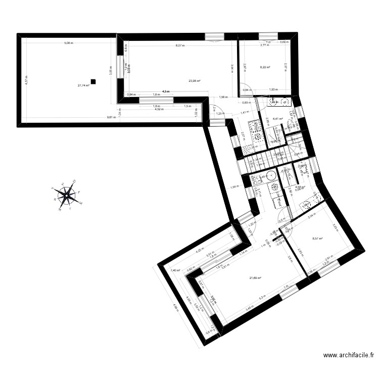 St André PLAN ETAGE. Plan de 20 pièces et 255 m2