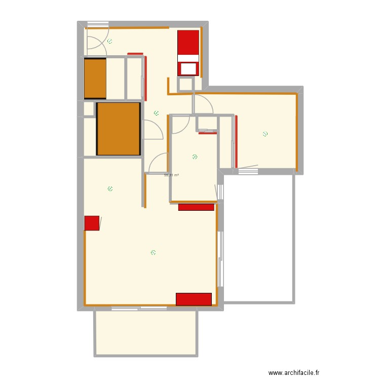 Les Cordettes bardage. Plan de 7 pièces et 76 m2