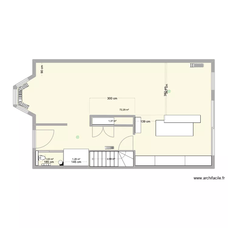 Querbes N1. Plan de 5 Pièces et 81 m²