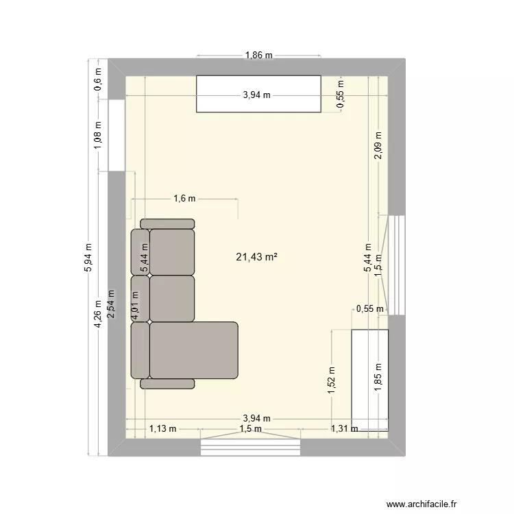 salon. Plan de 1 Pièce et 21 m² salon. Plan de 1 Pièce et 21 m²