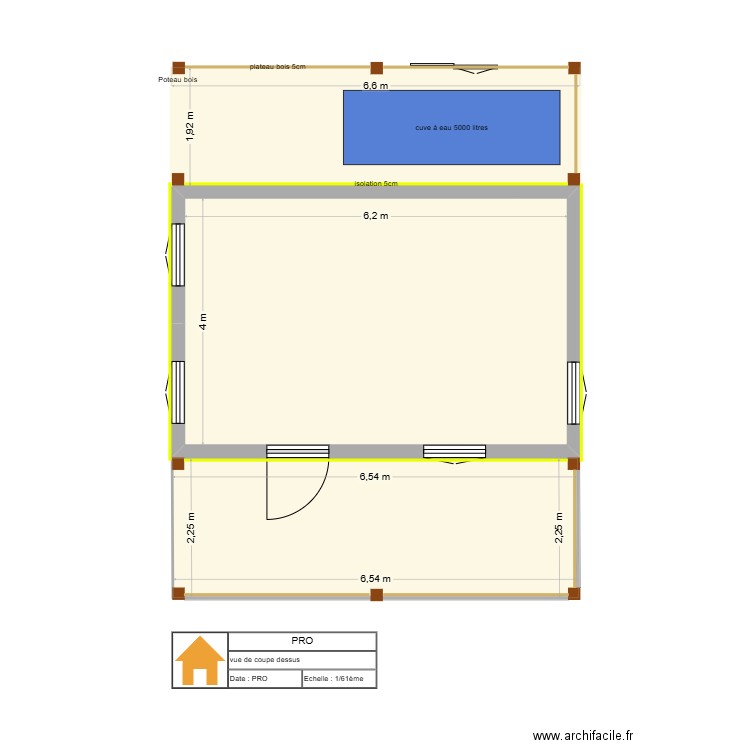 coupe vue du dessus.1. Plan de 3 pièces et 53 m2