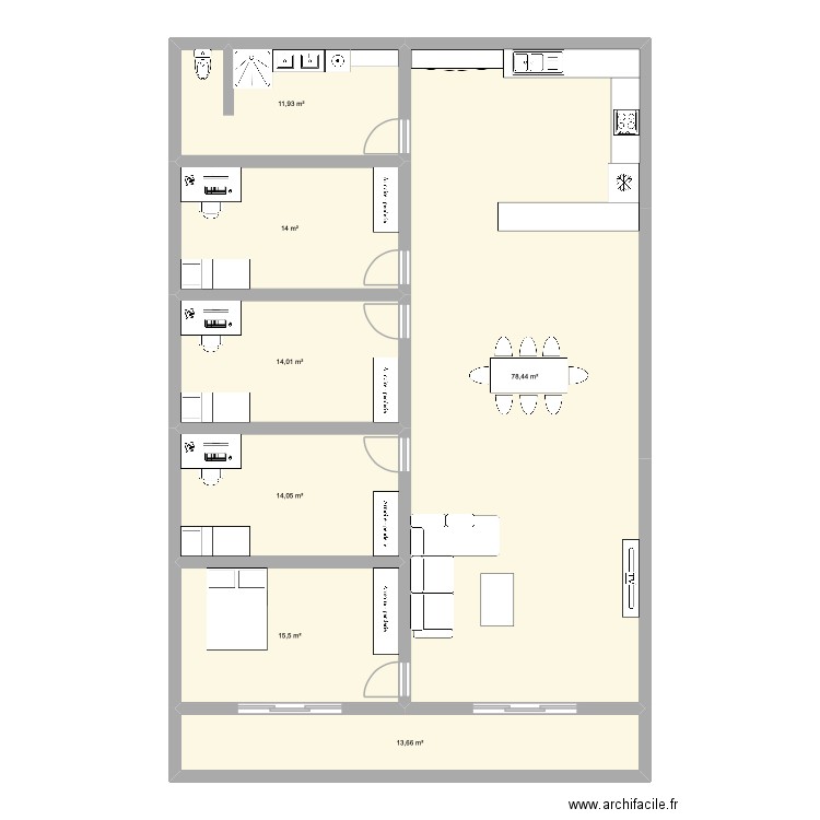 Plan 4 chambres. Plan de 7 pièces et 162 m2