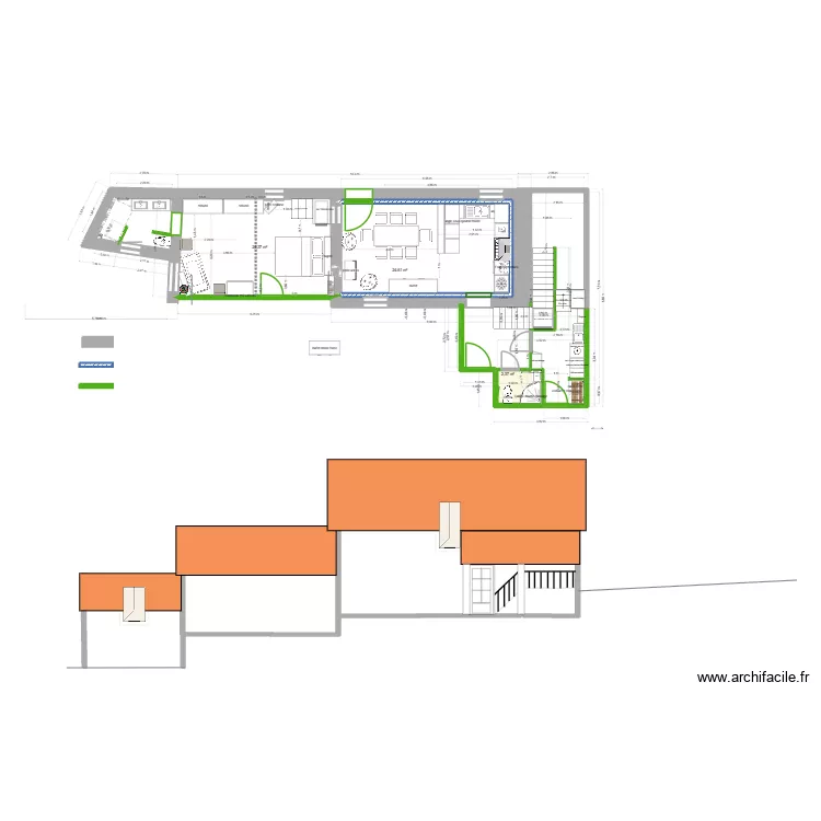 Froux maison rdch 260813. Plan de 3  et 51 m²