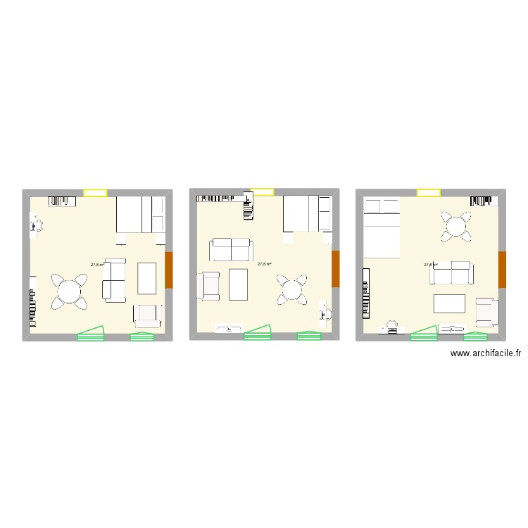 DAB1. Plan de 3 pièces et 83 m2