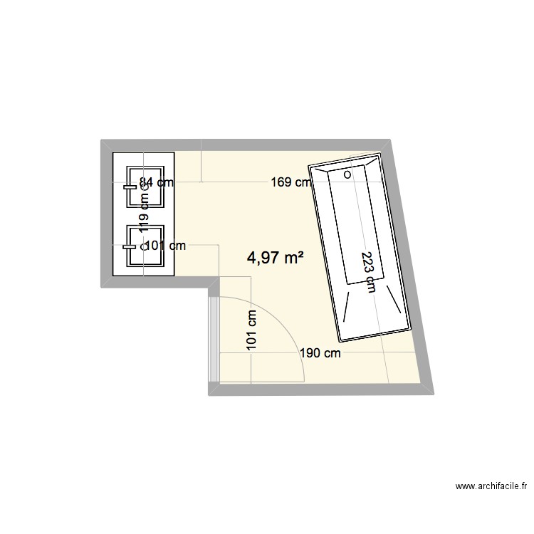 Projet Agip avant. Plan de 1 pièce et 5 m2