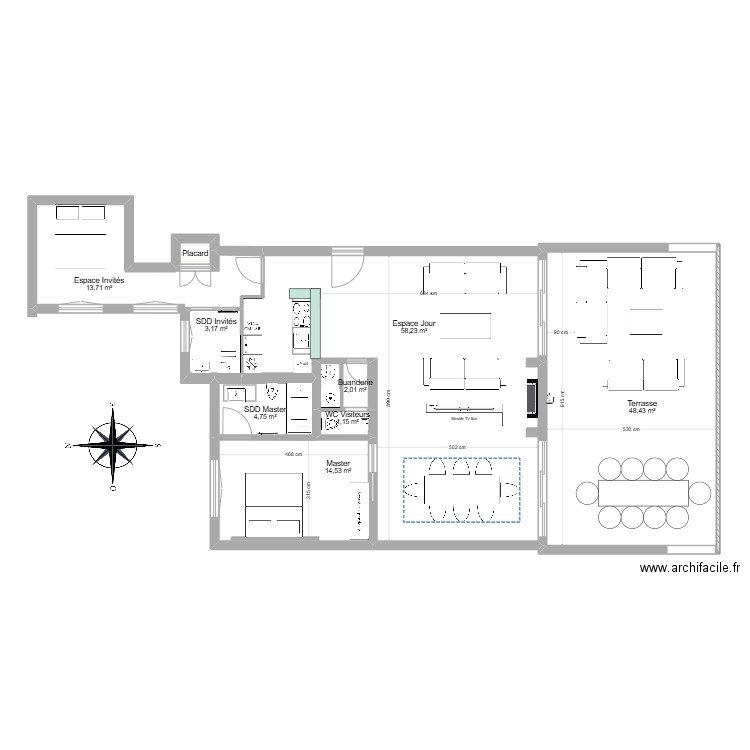 Plan LERINA 2024. Plan de 1 pièce et 1 m2