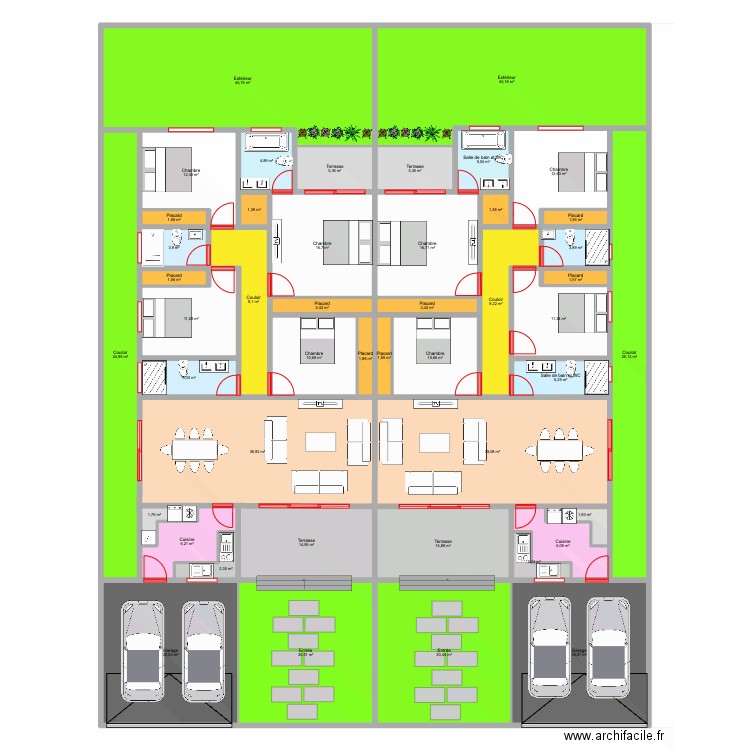 Plan EECI Kone DABOU V3. Plan de 46 pièces et 569 m2