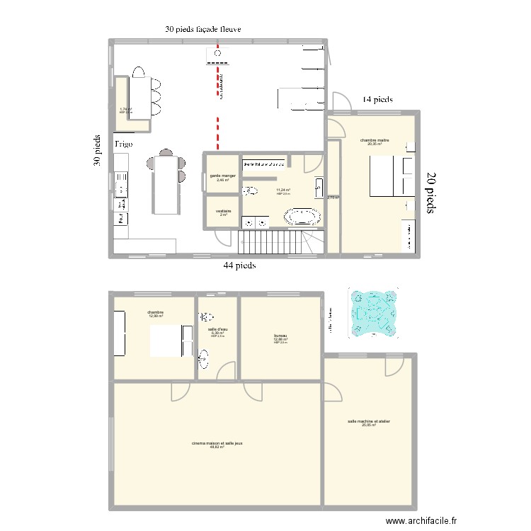 rez de chaussé 1. Plan de 11 pièces et 147 m2