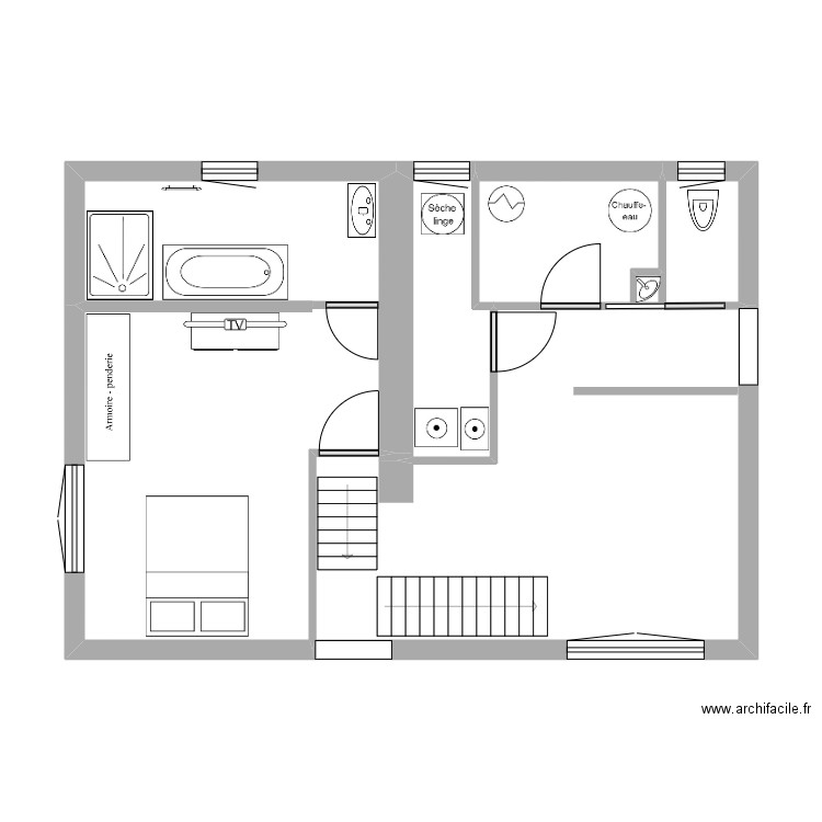Maison Pi amenager. Plan de 5 pièces et 52 m2