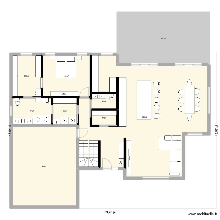 essai. Plan de 9 pièces et 213 m2
