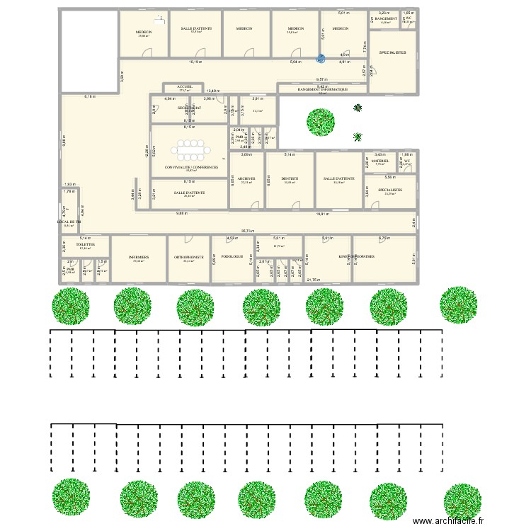 MAISON DE SANTE 2. Plan de 29 pièces et 858 m2