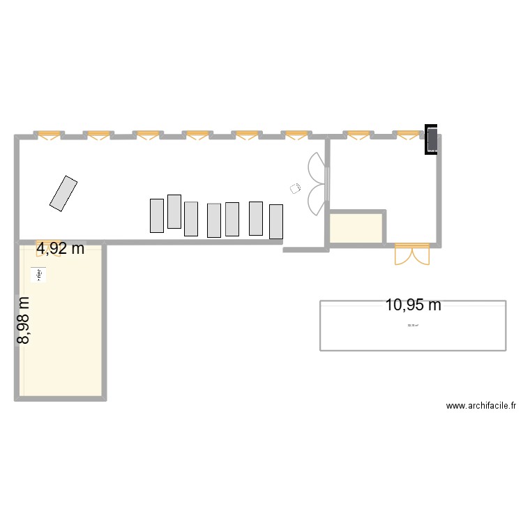 Salle1. Plan de 3 pièces et 82 m2