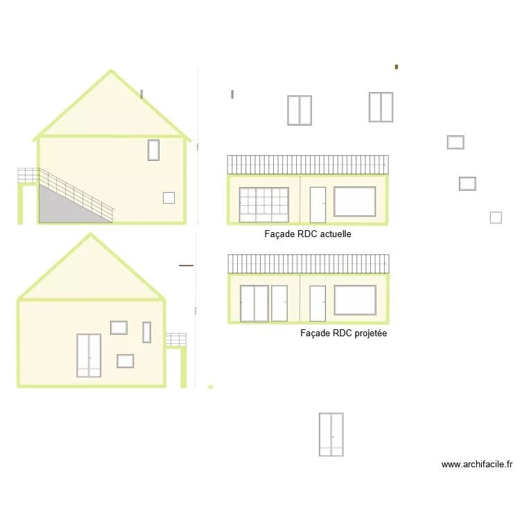 Plan de facade et toiture d&eacute;mo ktp. Plan de 6  et 144 m²