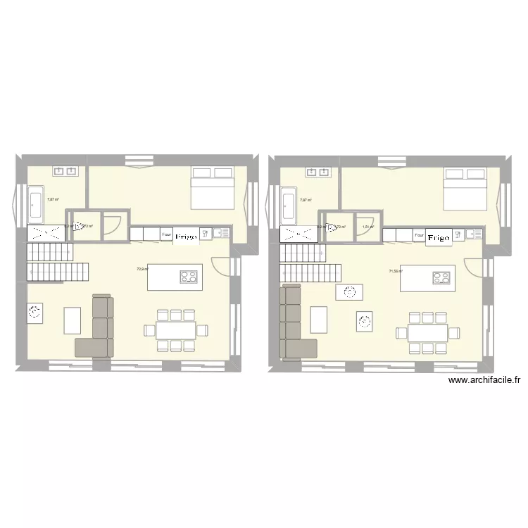 Plan echelle Laet & Alex 26-07. Plan de 9  et 166 m²
