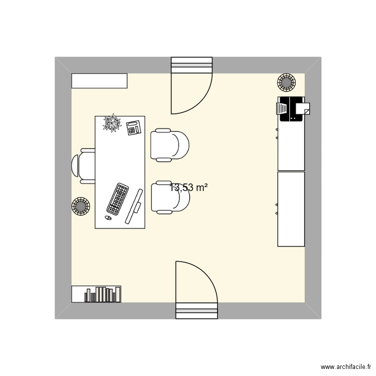 BUREAU. Plan de 1 pièce et 14 m2