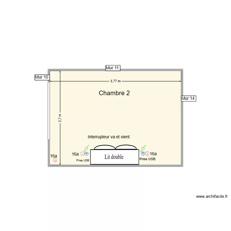 PC Chambre 2 - Mur 11. Plan de 1 et 10 m² PC Chambre 2 - Mur 11. Plan de 1 et 10 m²
