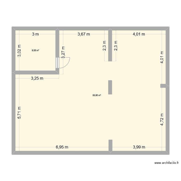 metz. Plan de 2 pièces et 98 m2